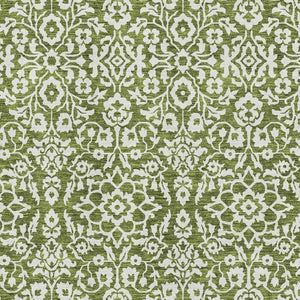 HomeRoots 5' X 8' Elegant Olive Green & Ivory Damask Area Rug – Washable, UV-Protected & Stain Resistant! 673153