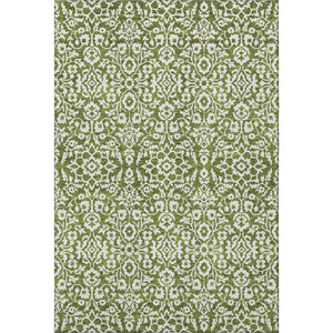 HomeRoots 5' X 8' Elegant Olive Green & Ivory Damask Area Rug – Washable, UV-Protected & Stain Resistant! 673153