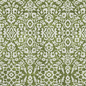 HomeRoots 8' X 10' Olive Green and Ivory Damask Area Rug – Stylish, Washable, UV-Protected for High-Traffic Spaces 673155