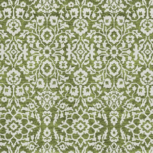 HomeRoots 10' Olive Green and Ivory Damask Washable Area Rug - UV Protected, Stain Resistant for High Traffic Homes 673157