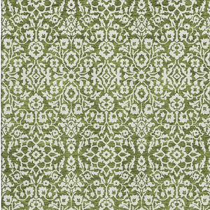 HomeRoots 10' Olive Green and Ivory Damask Washable Area Rug - UV Protected, Stain Resistant for High Traffic Homes 673157
