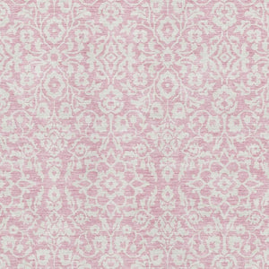 HomeRoots 8' X 10' Elegant Pink and Ivory Damask Washable Area Rug with UV Protection for Family Spaces 673161