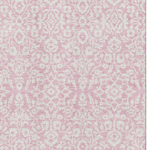 HomeRoots 10' X 14' Pink and Ivory Damask Area Rug - Washable, Stain-Resistant, UV Protected for Family Spaces 673163