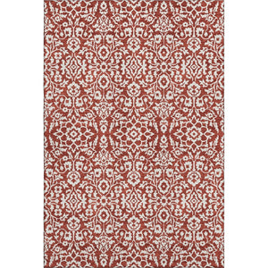 HomeRoots 8' X 10' Red and Ivory Damask Area Rug - Washable, UV-Protected, Durable, Stylish Home Décor Essential 673167