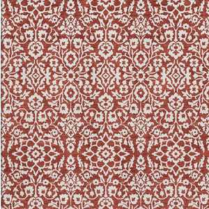 HomeRoots 10' X 14' Elegant Red and Ivory Damask Area Rug - Washable, Stain-Resistant, UV Protected Quality! 673169