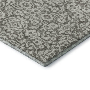 HomeRoots 5' X 8' Elegant Taupe & Ivory Damask Washable Area Rug - Durable, Stain Resistant & UV Protected! 673171