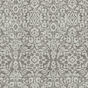HomeRoots 8' X 10' Elegant Taupe & Ivory Damask Washable Area Rug with UV Protection for High-Traffic Spaces 673173