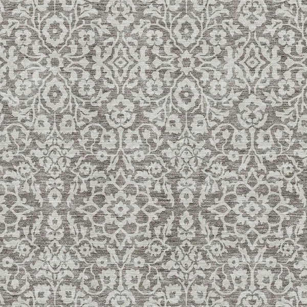 HomeRoots 8' X 10' Elegant Taupe & Ivory Damask Washable Area Rug with UV Protection for High-Traffic Spaces 673173