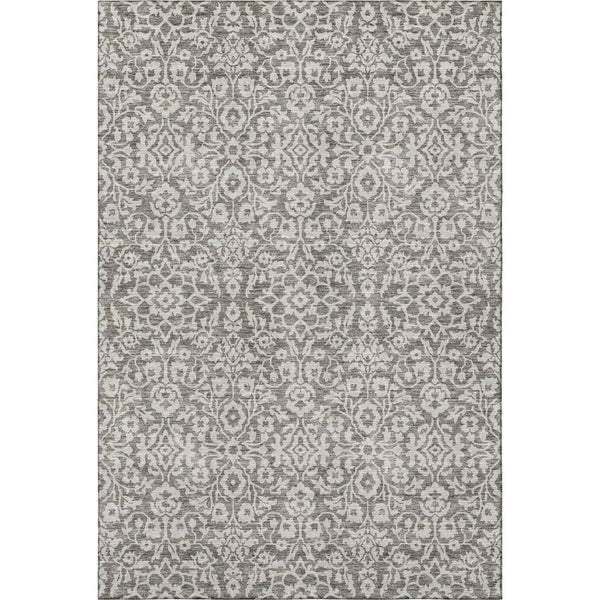 HomeRoots 10' X 14' Elegant Taupe and Ivory Damask Area Rug – Washable, UV Protected, Durable for High-Traffic Areas 673175