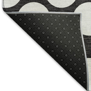 HomeRoots 5' X 8' Black And White Polka Dot Area Rug - Durable, Washable, UV Protected for Stylish Spaces 673185