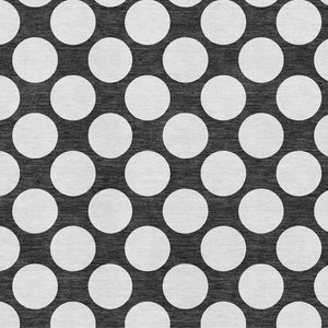 HomeRoots 5' X 8' Black And White Polka Dot Area Rug - Durable, Washable, UV Protected for Stylish Spaces 673185