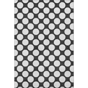 HomeRoots 5' X 8' Black And White Polka Dot Area Rug - Durable, Washable, UV Protected for Stylish Spaces 673185