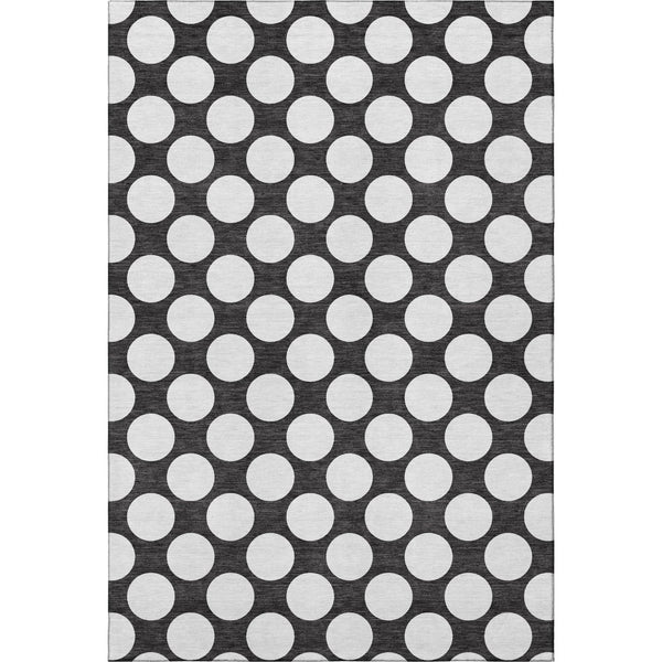 HomeRoots 8' X 10' Black And White Polka Dot Washable Area Rug - Stylish, Durable & UV-Resistant for Homes! 673187