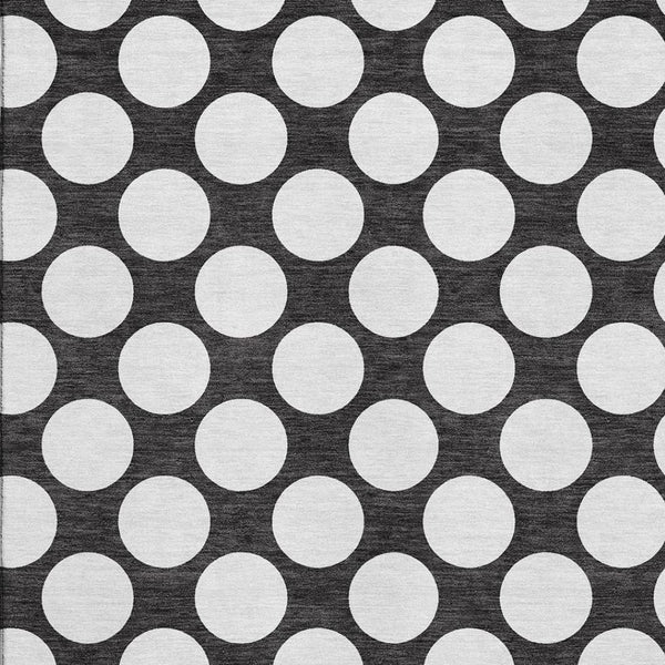 HomeRoots 9' X 12' Stylish Black and White Polka Dot Washable Area Rug with UV Protection for Busy Homes 673188