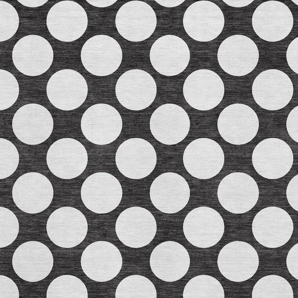 HomeRoots 10' X 14' Stylish Black & White Polka Dot Washable Area Rug with UV Protection for Active Homes 673189