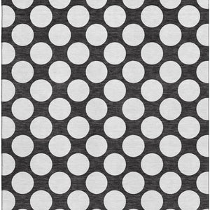 HomeRoots 10' X 14' Stylish Black & White Polka Dot Washable Area Rug with UV Protection for Active Homes 673189