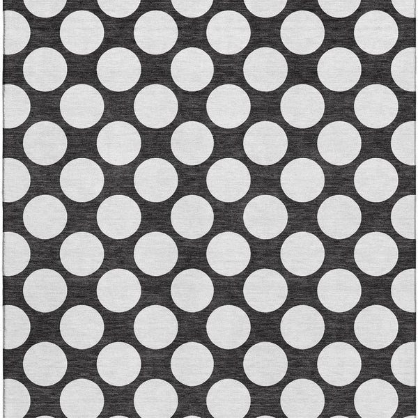 HomeRoots 10' X 14' Stylish Black & White Polka Dot Washable Area Rug with UV Protection for Active Homes 673189