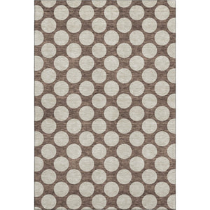HomeRoots 5' X 8' Polka Dot Washable Area Rug in Brown & Beige - Durable, UV-Protected, Easy Clean Design! 673191