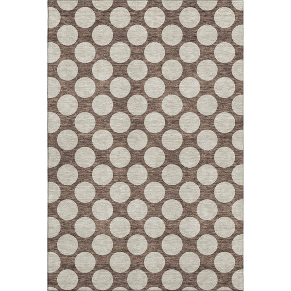 HomeRoots 5' X 8' Polka Dot Washable Area Rug in Brown & Beige - Durable, UV-Protected, Easy Clean Design! 673191