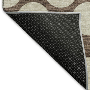 HomeRoots 5' X 8' Polka Dot Washable Area Rug in Brown & Beige - Durable, UV-Protected, Easy Clean Design! 673191