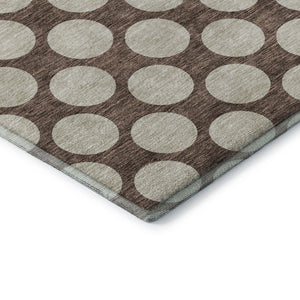 HomeRoots 5' X 8' Polka Dot Washable Area Rug in Brown & Beige - Durable, UV-Protected, Easy Clean Design! 673191