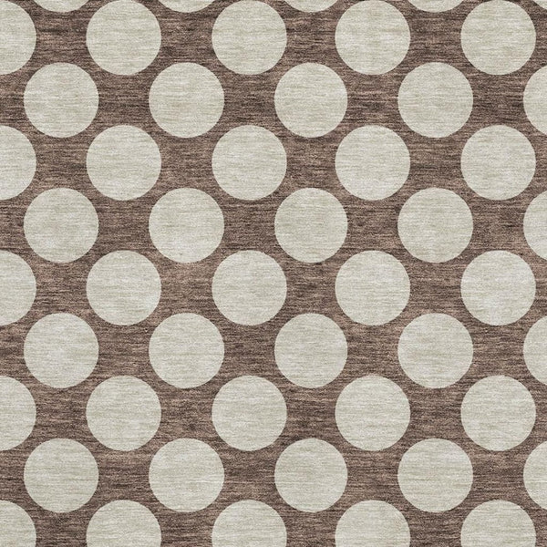 HomeRoots 5' X 8' Polka Dot Washable Area Rug in Brown & Beige - Durable, UV-Protected, Easy Clean Design! 673191