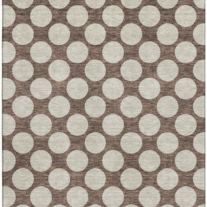 HomeRoots 5' X 8' Polka Dot Washable Area Rug in Brown & Beige - Durable, UV-Protected, Easy Clean Design! 673191