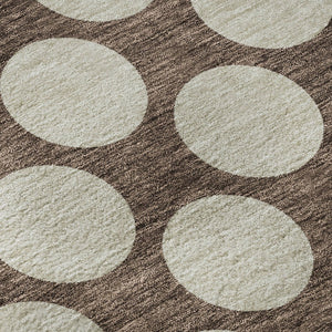 HomeRoots 8' Stylish Brown & Beige Polka Dot Round Rug - Washable, UV Protected, Perfect for Homes with Kids & Pets 673192