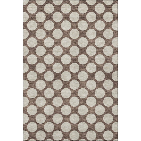 HomeRoots 9' X 12' Brown and Beige Polka Dot Washable Area Rug with UV Protection for Durable Family Living 673194