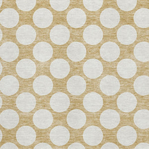 HomeRoots 5' X 8' Gold and Ivory Polka Dot Area Rug - Durable, Washable, UV-Protected for Playful Spaces 673197
