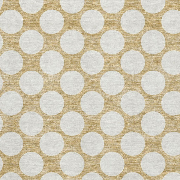 HomeRoots 5' X 8' Gold and Ivory Polka Dot Area Rug - Durable, Washable, UV-Protected for Playful Spaces 673197