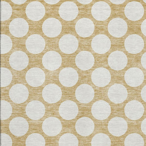 HomeRoots 8' Gold & Ivory Polka Dot Washable Area Rug – Durable, Stain-Resistant, UV-Protected for Any Room 673199