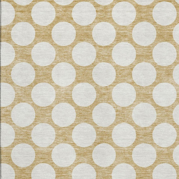 HomeRoots 8' Gold & Ivory Polka Dot Washable Area Rug – Durable, Stain-Resistant, UV-Protected for Any Room 673199