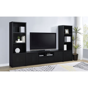 English Elm Sloat Matte Black Three Piece Entertainment Center with Media Towers for Large Tvs B062S01707