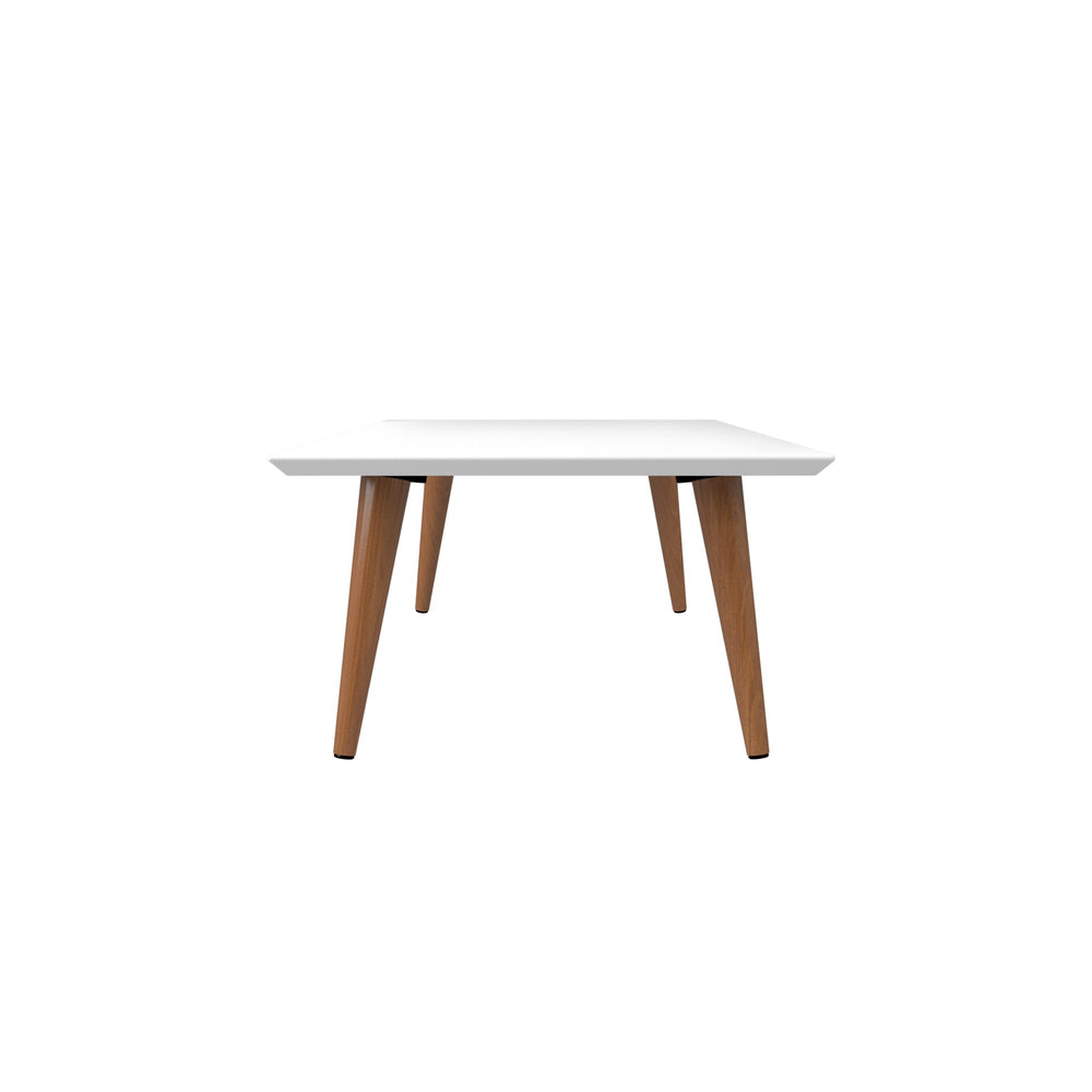 English Elm Utopia 40" Coffee Table with Lacquered Rectangular Top and Solid Wood Splayed Legs for Style and Durability White B365P398085