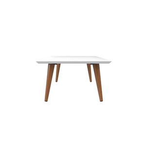 English Elm Utopia 40" Coffee Table with Lacquered Rectangular Top and Solid Wood Splayed Legs for Style and Durability White B365P398085