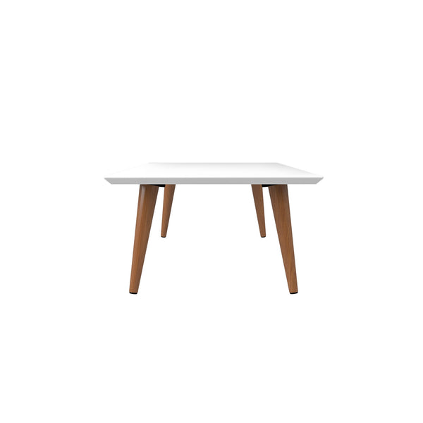 English Elm Utopia 40" Coffee Table with Lacquered Rectangular Top and Solid Wood Splayed Legs for Style and Durability White B365P398085