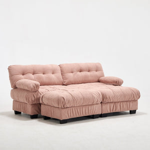 English Elm U Shaped Modular Sectional Sofa Flannelette Cloud Couch Deep Seat Plush Living Room Pink W2120S00028