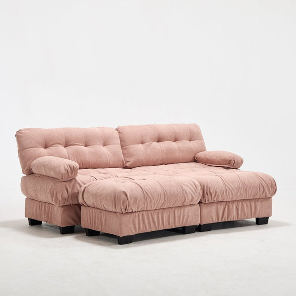 English Elm U Shaped Modular Sectional Sofa Flannelette Cloud Couch Deep Seat Plush Living Room Pink W2120S00028