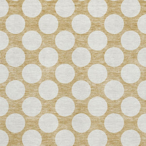 HomeRoots 9' X 12' Gold and Ivory Polka Dot Area Rug - Washable, UV Protected, Stylish, Kid & Pet Friendly! 673200