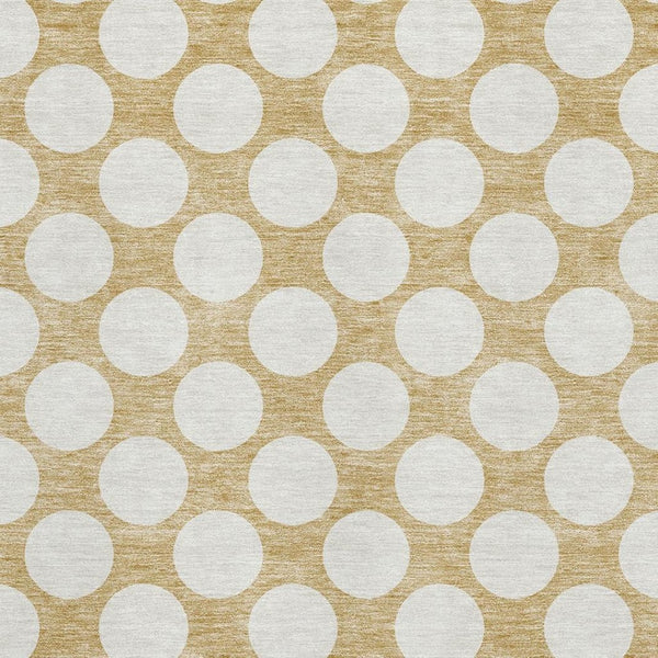 HomeRoots 9' X 12' Gold and Ivory Polka Dot Area Rug - Washable, UV Protected, Stylish, Kid & Pet Friendly! 673200