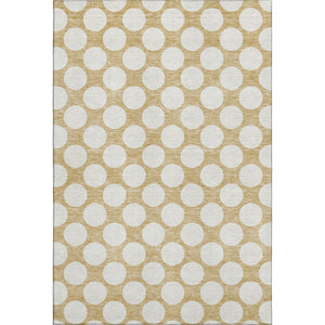HomeRoots 10' X 14' Gold And Ivory Polka Dot Washable Area Rug – Stylish, Durable, Stain-Resistant, UV Protected! 673201