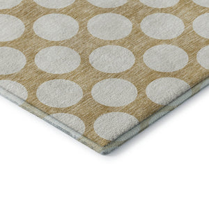 HomeRoots 10' X 14' Gold And Ivory Polka Dot Washable Area Rug – Stylish, Durable, Stain-Resistant, UV Protected! 673201