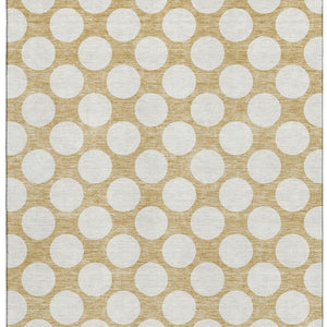 HomeRoots 10' X 14' Gold And Ivory Polka Dot Washable Area Rug – Stylish, Durable, Stain-Resistant, UV Protected! 673201