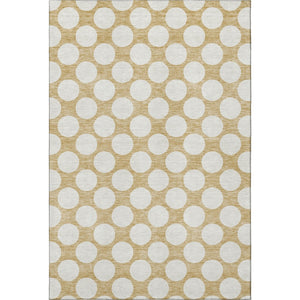 HomeRoots 10' X 14' Gold And Ivory Polka Dot Washable Area Rug – Stylish, Durable, Stain-Resistant, UV Protected! 673201