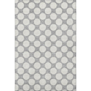 HomeRoots 5' X 8' Gray and Ivory Polka Dot Washable Area Rug – Stylish, Durable, Stain-Resistant, UV Protected! 673203