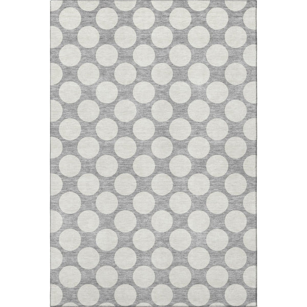 HomeRoots 5' X 8' Gray and Ivory Polka Dot Washable Area Rug – Stylish, Durable, Stain-Resistant, UV Protected! 673203