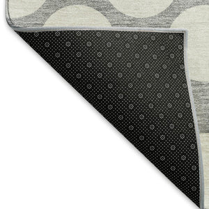 HomeRoots 8' Gray And Ivory Polka Dot Washable Round Rug - Stylish, UV-Protected, Ideal for Kids & Pets! 673204