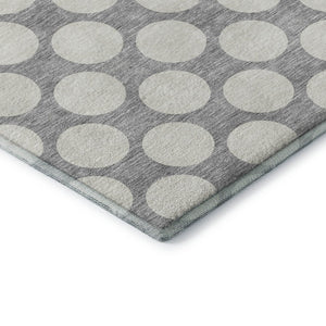 HomeRoots 8' Gray And Ivory Polka Dot Washable Round Rug - Stylish, UV-Protected, Ideal for Kids & Pets! 673204