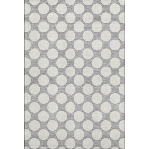 HomeRoots 10' Gray and Ivory Polka Dot Washable Area Rug – Durable, UV Protected, Ideal for Family Spaces! 673207